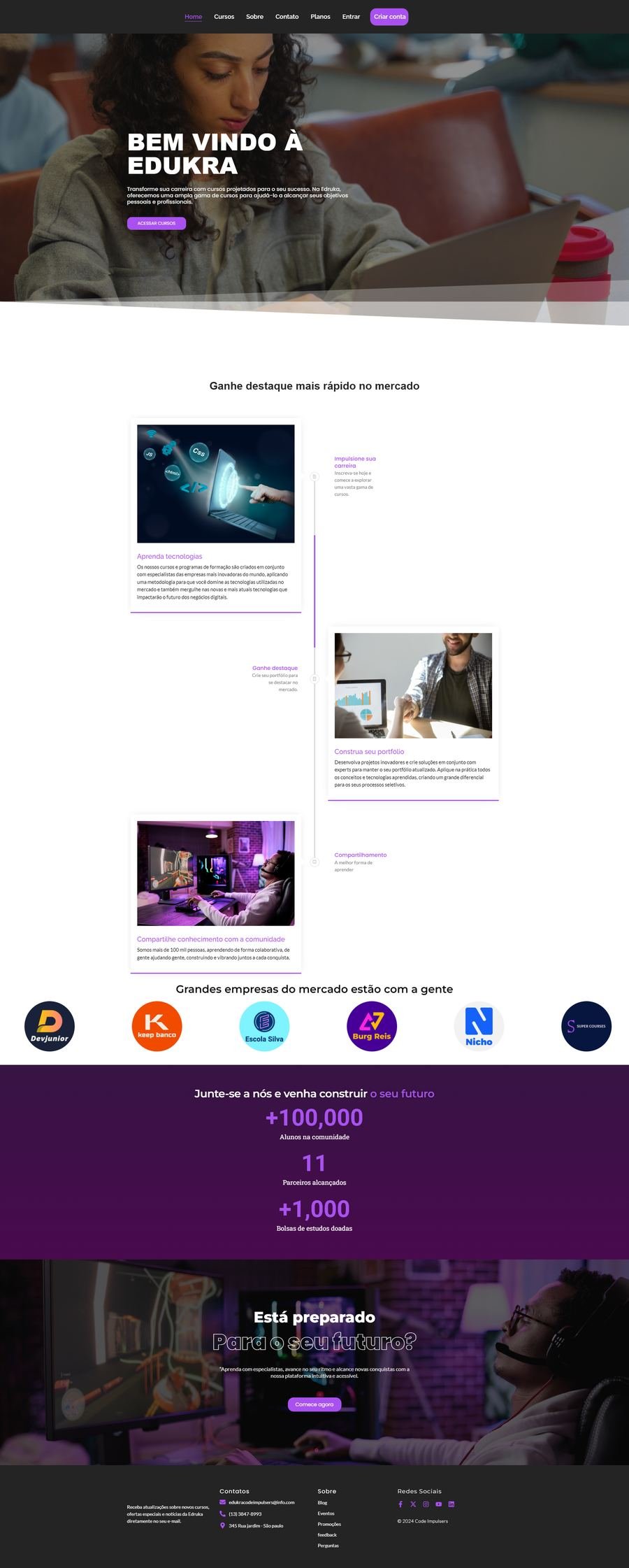 Página criada para Edukra — Plataforma de cursos online